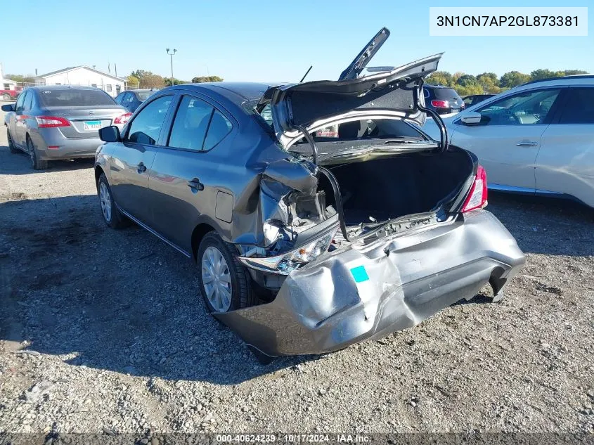 3N1CN7AP2GL873381 2016 Nissan Versa 1.6 S+