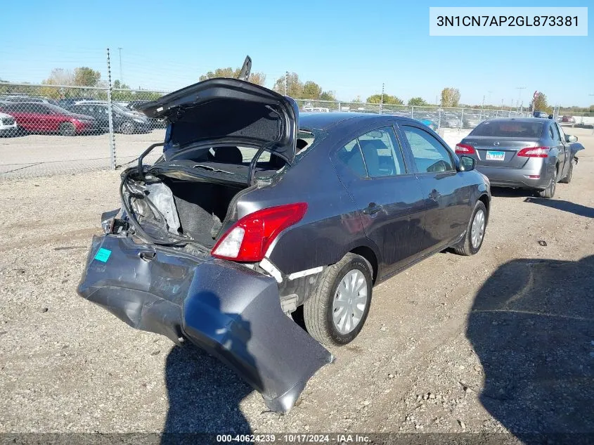 2016 Nissan Versa 1.6 S+ VIN: 3N1CN7AP2GL873381 Lot: 40624239