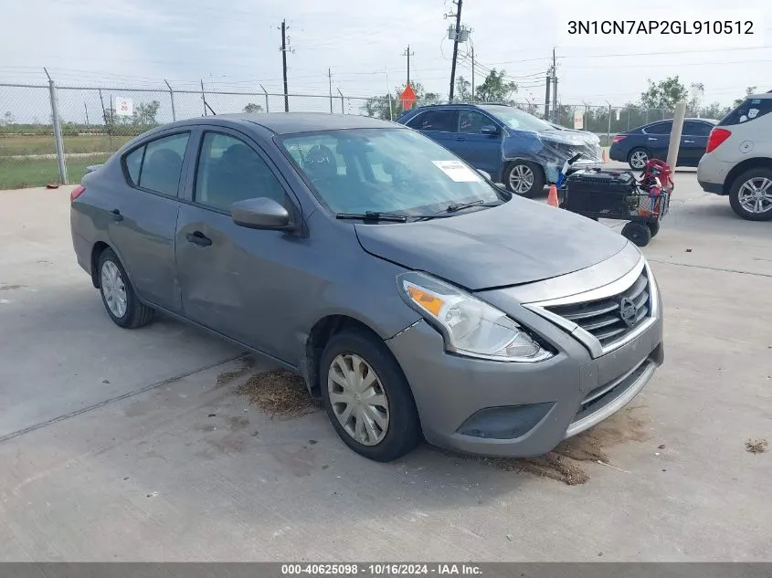 3N1CN7AP2GL910512 2016 Nissan Versa 1.6 S+