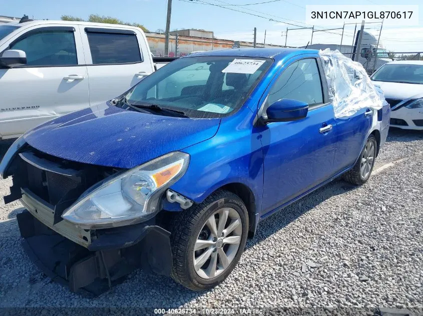 2016 Nissan Versa 1.6 Sl VIN: 3N1CN7AP1GL870617 Lot: 40625734