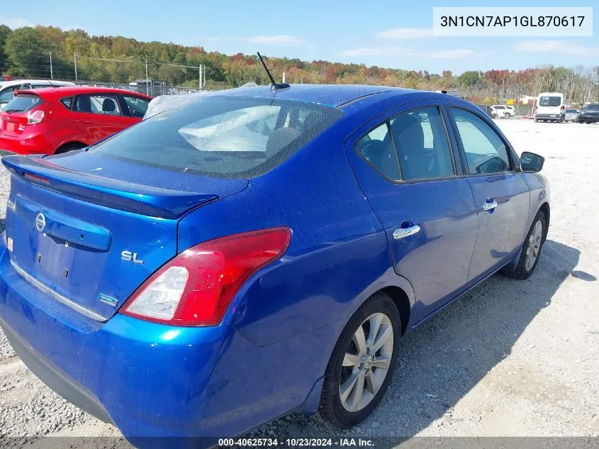 2016 Nissan Versa 1.6 Sl VIN: 3N1CN7AP1GL870617 Lot: 40625734