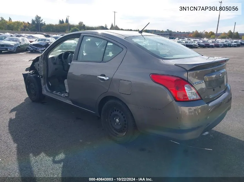 2016 Nissan Versa 1.6 S/1.6 S+/1.6 Sl/1.6 Sv VIN: 3N1CN7AP3GL805056 Lot: 40643003