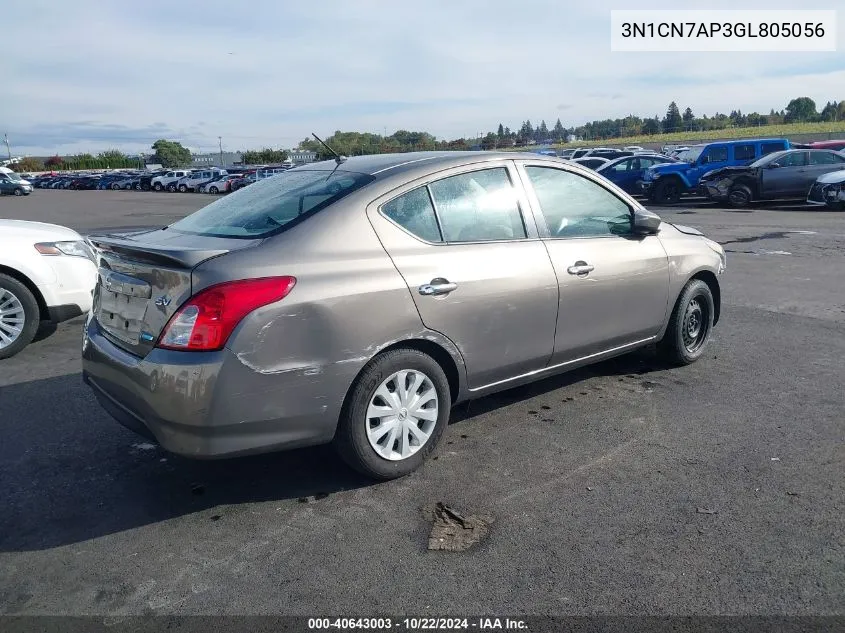 2016 Nissan Versa 1.6 S/1.6 S+/1.6 Sl/1.6 Sv VIN: 3N1CN7AP3GL805056 Lot: 40643003