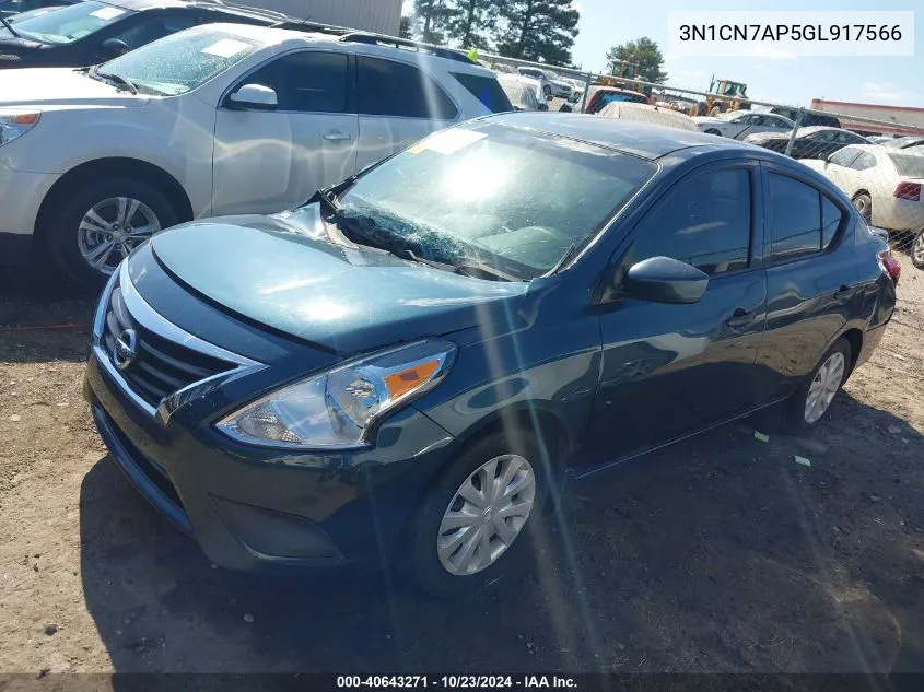 3N1CN7AP5GL917566 2016 Nissan Versa 1.6 S+