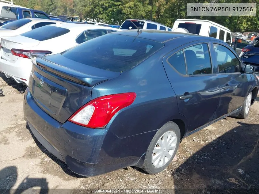 3N1CN7AP5GL917566 2016 Nissan Versa 1.6 S+