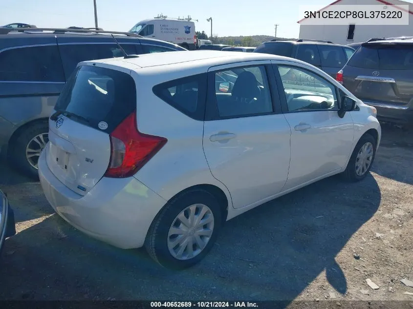 2016 Nissan Versa Note S (Sr)/S Plus/Sl/Sr/Sv VIN: 3N1CE2CP8GL375220 Lot: 40652689