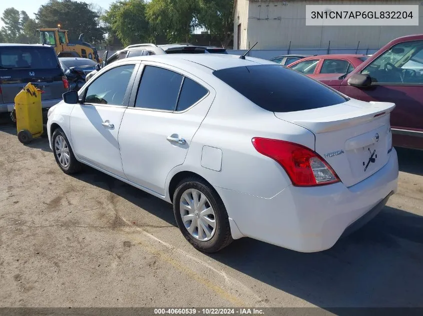 2016 Nissan Versa 1.6 S/1.6 S+/1.6 Sl/1.6 Sv VIN: 3N1CN7AP6GL832204 Lot: 40660539