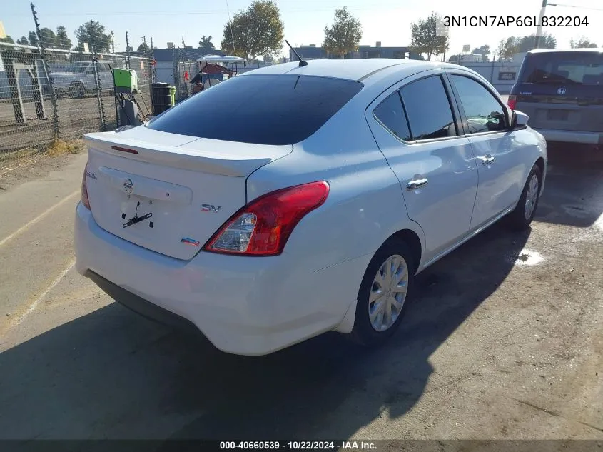 2016 Nissan Versa 1.6 S/1.6 S+/1.6 Sl/1.6 Sv VIN: 3N1CN7AP6GL832204 Lot: 40660539