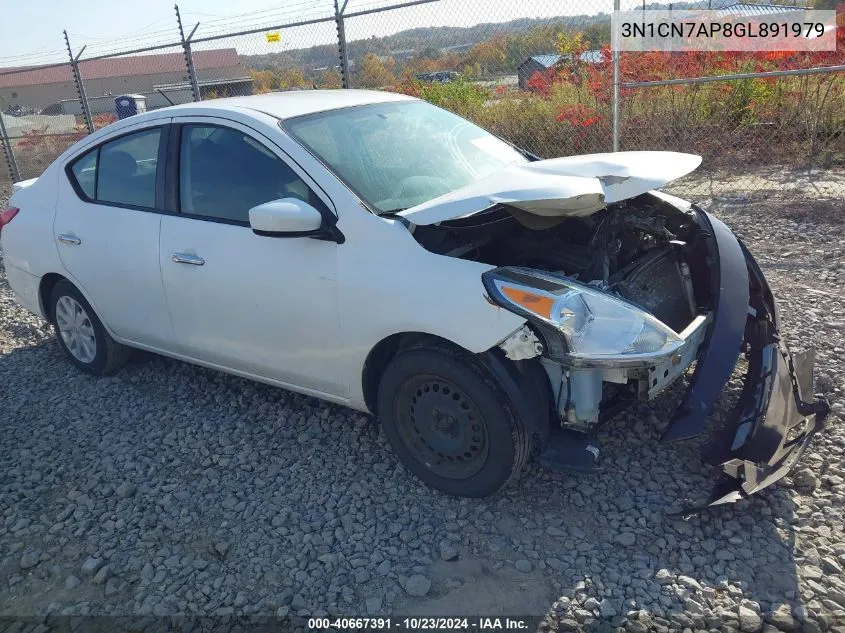 2016 Nissan Versa 1.6 S/1.6 S+/1.6 Sl/1.6 Sv VIN: 3N1CN7AP8GL891979 Lot: 40667391