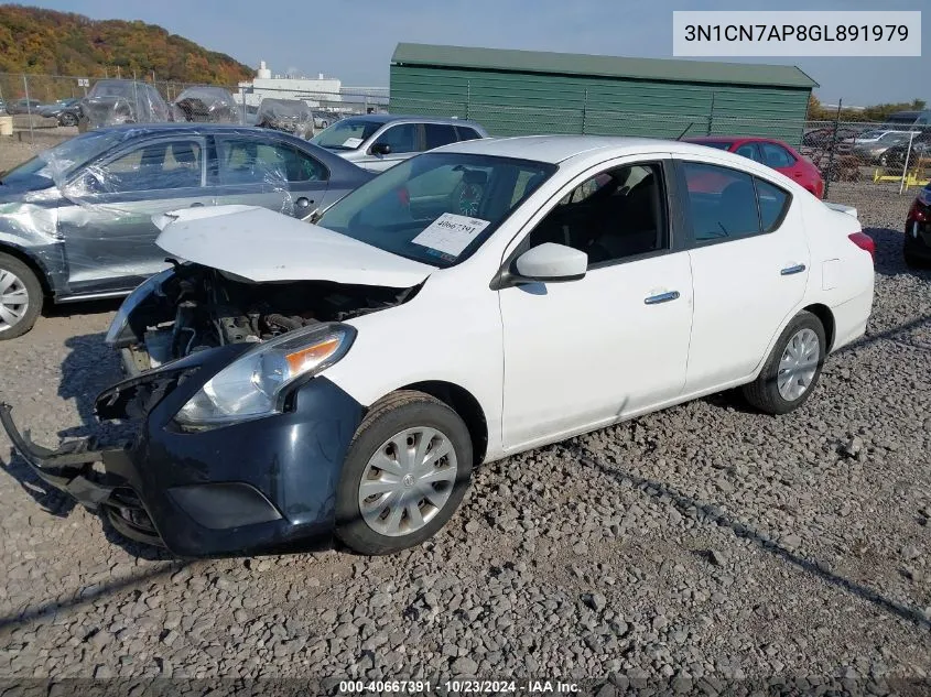 2016 Nissan Versa 1.6 S/1.6 S+/1.6 Sl/1.6 Sv VIN: 3N1CN7AP8GL891979 Lot: 40667391