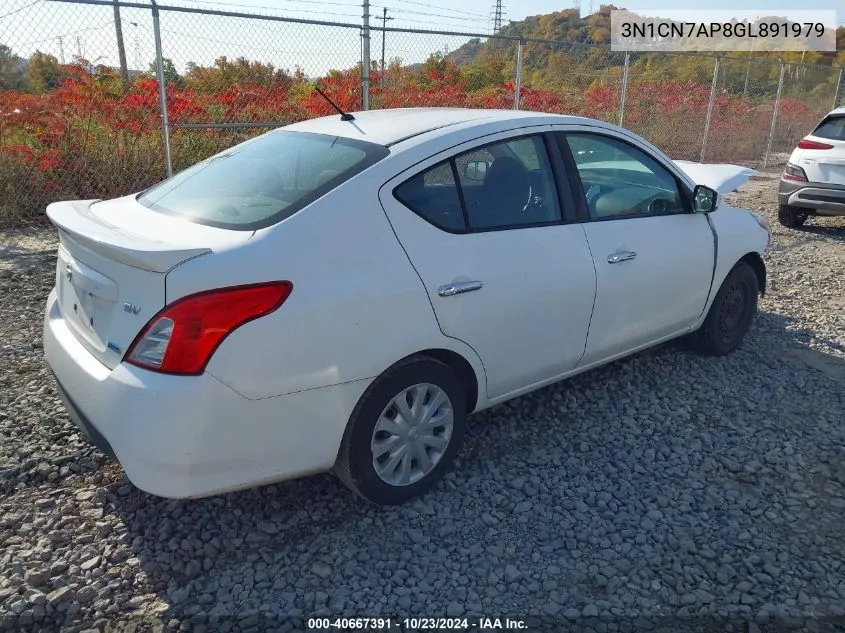 2016 Nissan Versa 1.6 S/1.6 S+/1.6 Sl/1.6 Sv VIN: 3N1CN7AP8GL891979 Lot: 40667391