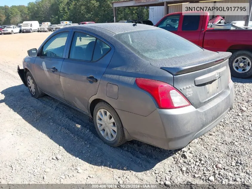 2016 Nissan Versa 1.6 S+ VIN: 3N1CN7AP9GL917795 Lot: 40670676