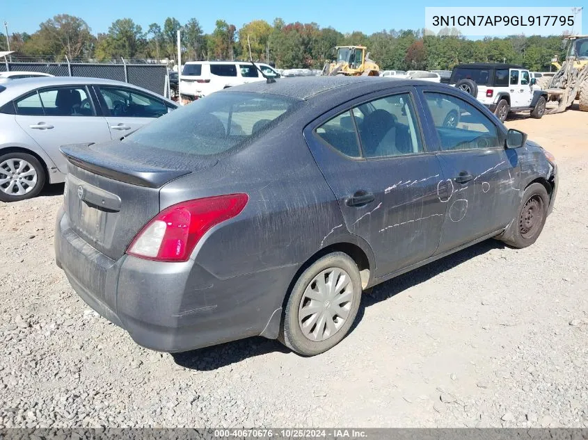 2016 Nissan Versa 1.6 S+ VIN: 3N1CN7AP9GL917795 Lot: 40670676