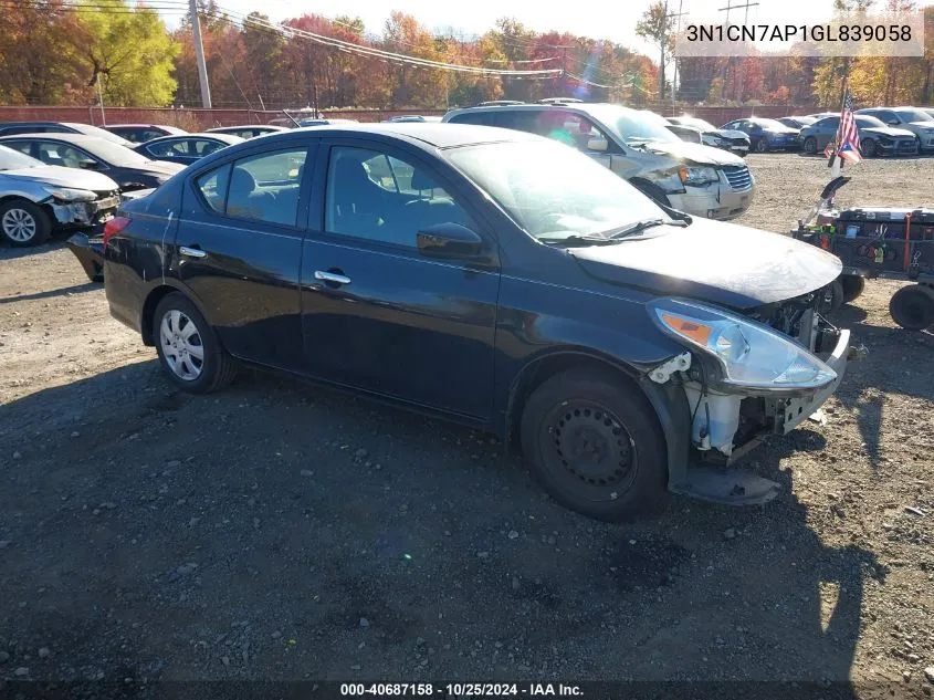 2016 Nissan Versa 1.6 Sv VIN: 3N1CN7AP1GL839058 Lot: 40687158