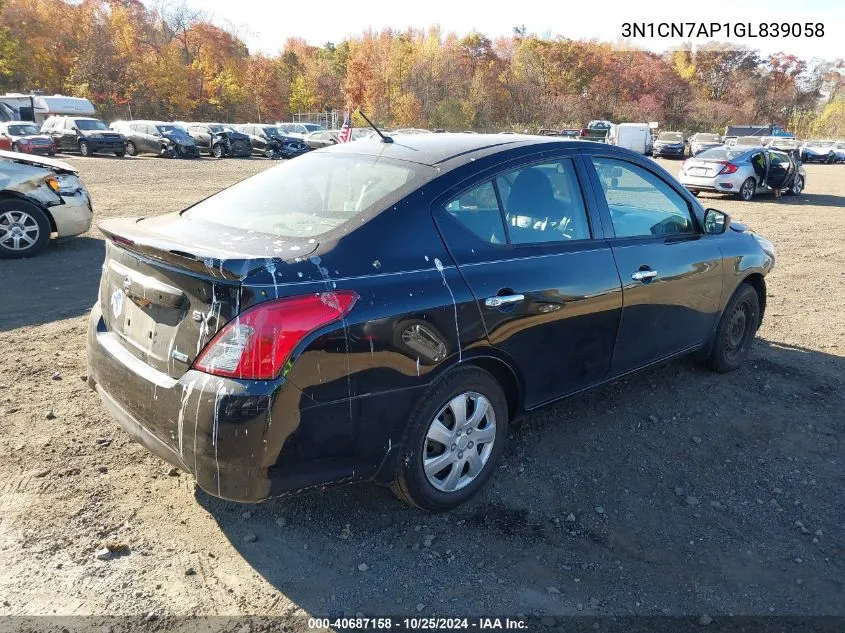 2016 Nissan Versa 1.6 Sv VIN: 3N1CN7AP1GL839058 Lot: 40687158