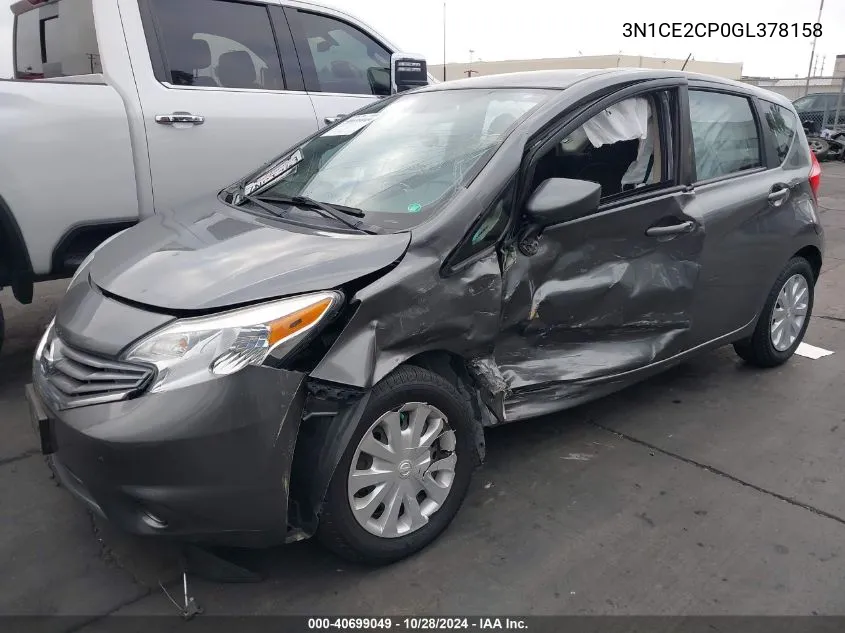 2016 Nissan Versa Note S (Sr)/S Plus/Sl/Sr/Sv VIN: 3N1CE2CP0GL378158 Lot: 40699049