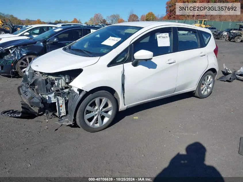 2016 Nissan Versa Note S (Sr)/S Plus/Sl/Sr/Sv VIN: 3N1CE2CP3GL357692 Lot: 40706639