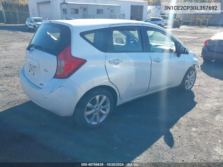 2016 Nissan Versa Note S (Sr)/S Plus/Sl/Sr/Sv VIN: 3N1CE2CP3GL357692 Lot: 40706639