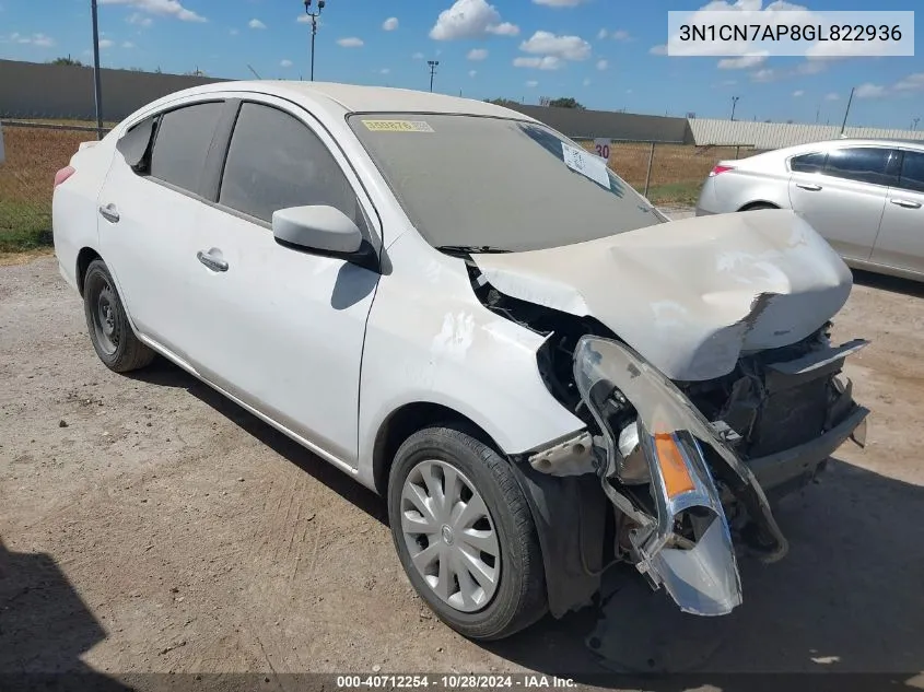 3N1CN7AP8GL822936 2016 Nissan Versa 1.6 S/1.6 S+/1.6 Sl/1.6 Sv