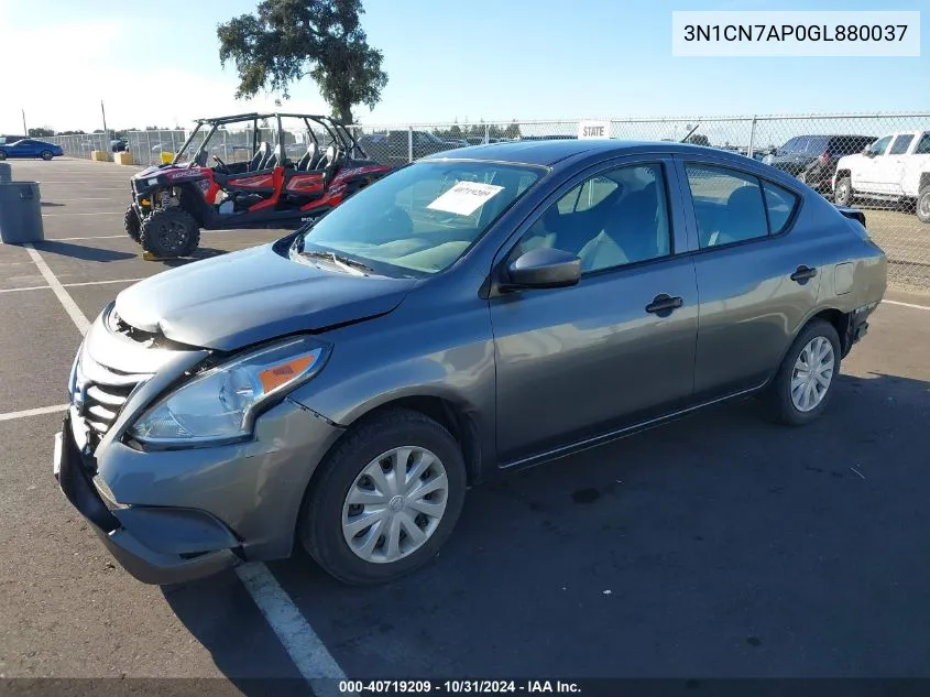 2016 Nissan Versa 1.6 S VIN: 3N1CN7AP0GL880037 Lot: 40719209