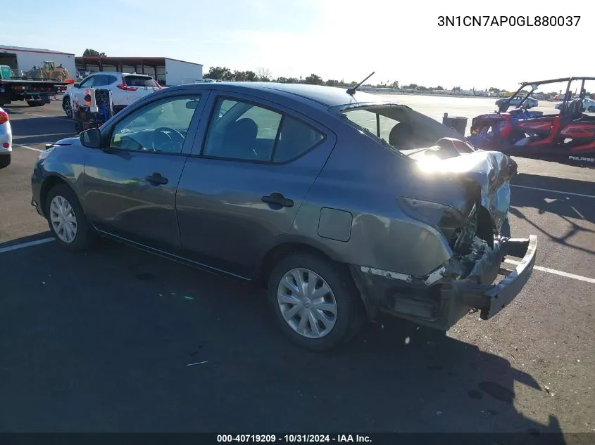 2016 Nissan Versa 1.6 S VIN: 3N1CN7AP0GL880037 Lot: 40719209