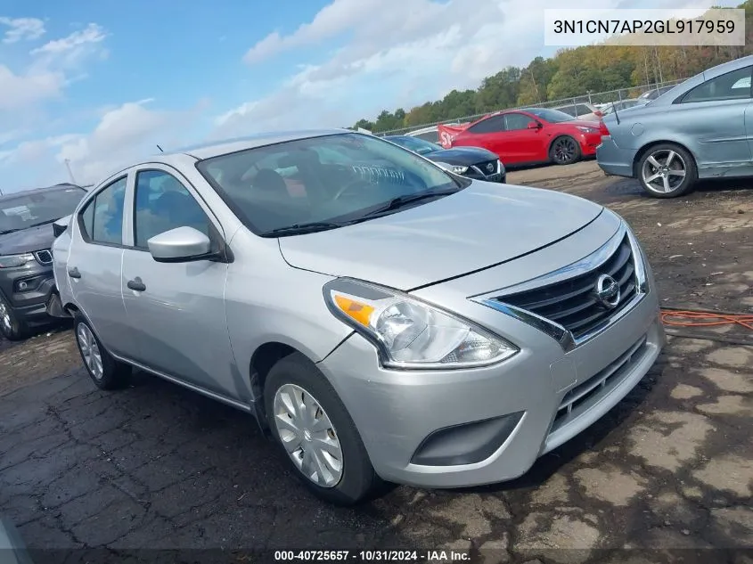 2016 Nissan Versa 1.6 S VIN: 3N1CN7AP2GL917959 Lot: 40725657