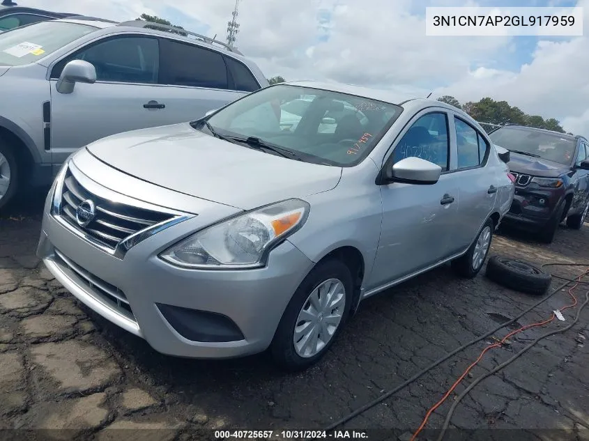 2016 Nissan Versa 1.6 S VIN: 3N1CN7AP2GL917959 Lot: 40725657