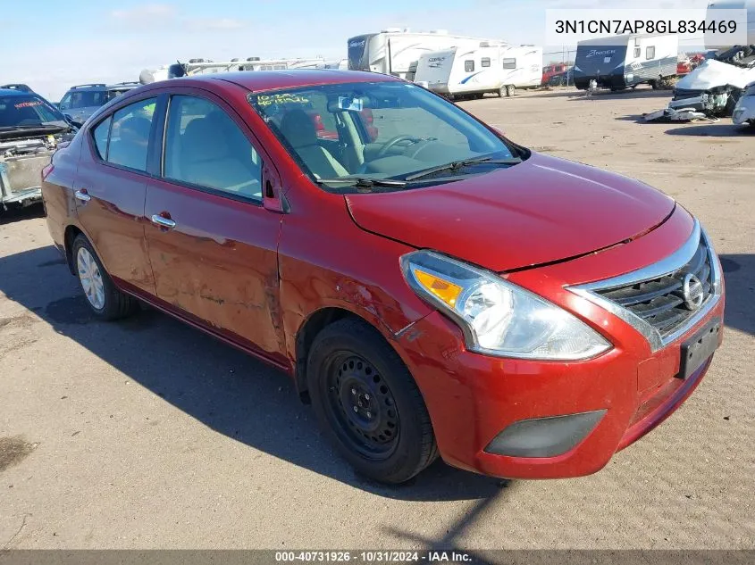 2016 Nissan Versa 1.6 Sv VIN: 3N1CN7AP8GL834469 Lot: 40731926