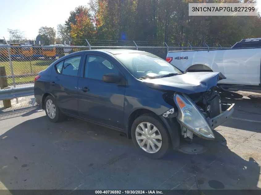 2016 Nissan Versa 1.6 S VIN: 3N1CN7AP7GL827299 Lot: 40736592