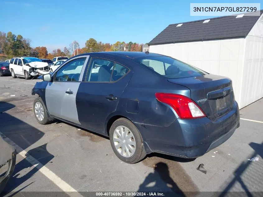 2016 Nissan Versa 1.6 S VIN: 3N1CN7AP7GL827299 Lot: 40736592