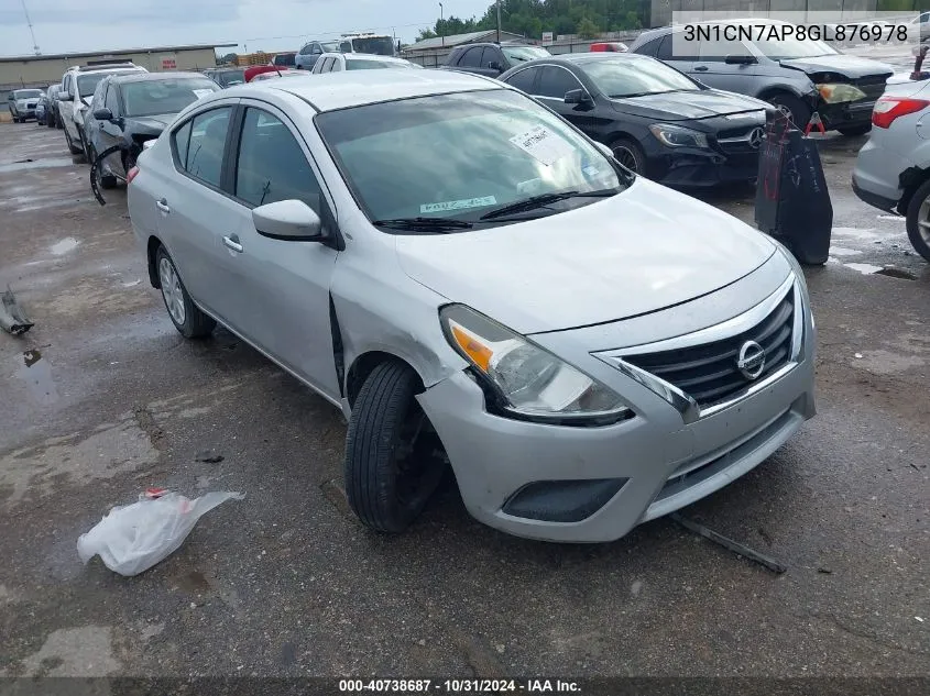 2016 Nissan Versa 1.6 S/1.6 S+/1.6 Sl/1.6 Sv VIN: 3N1CN7AP8GL876978 Lot: 40738687