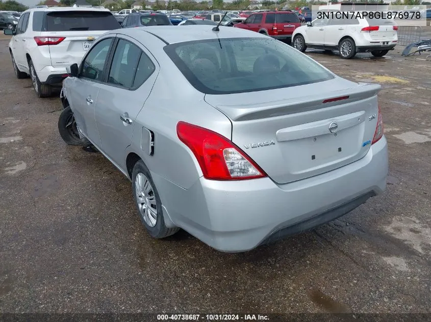 2016 Nissan Versa 1.6 S/1.6 S+/1.6 Sl/1.6 Sv VIN: 3N1CN7AP8GL876978 Lot: 40738687