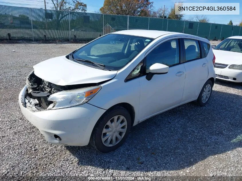 2016 Nissan Versa Note S (Sr)/S Plus/Sl/Sr/Sv VIN: 3N1CE2CP4GL360584 Lot: 40748081