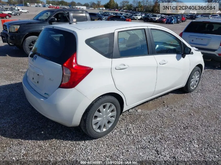 2016 Nissan Versa Note S (Sr)/S Plus/Sl/Sr/Sv VIN: 3N1CE2CP4GL360584 Lot: 40748081