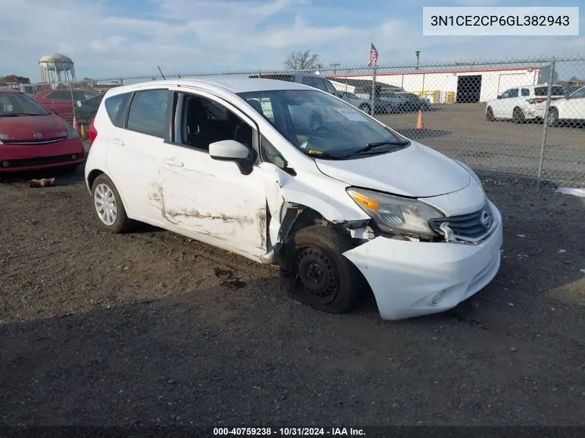 2016 Nissan Versa Note S (Sr)/S Plus/Sl/Sr/Sv VIN: 3N1CE2CP6GL382943 Lot: 40759238