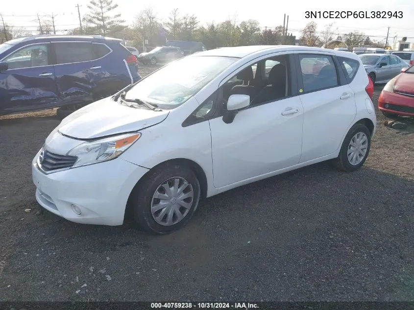 2016 Nissan Versa Note S (Sr)/S Plus/Sl/Sr/Sv VIN: 3N1CE2CP6GL382943 Lot: 40759238