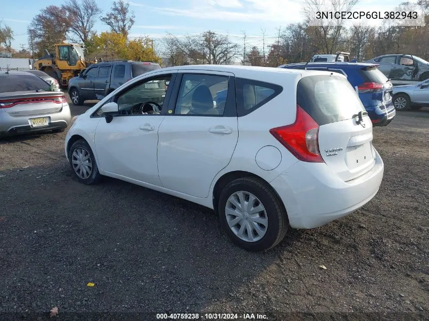 2016 Nissan Versa Note S (Sr)/S Plus/Sl/Sr/Sv VIN: 3N1CE2CP6GL382943 Lot: 40759238