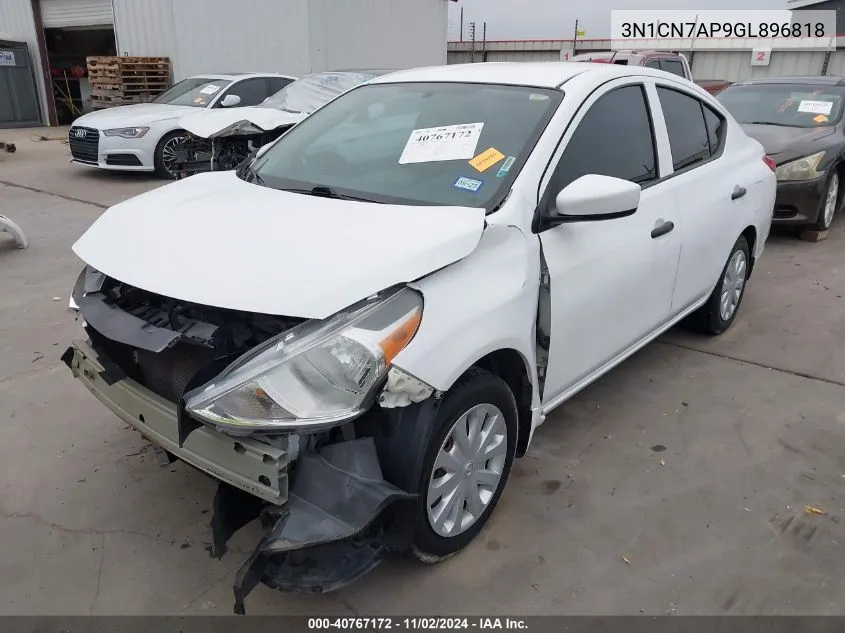 2016 Nissan Versa 1.6 S VIN: 3N1CN7AP9GL896818 Lot: 40767172