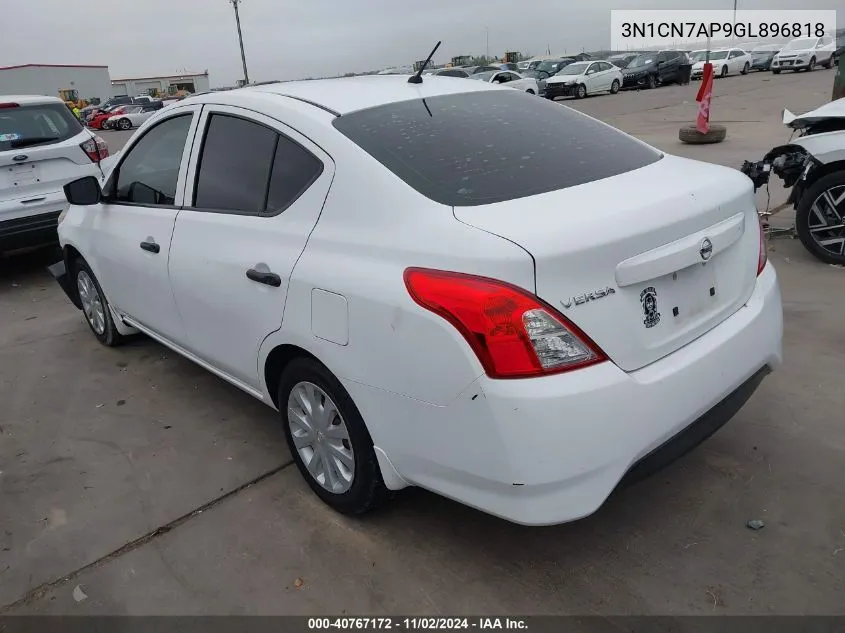 2016 Nissan Versa 1.6 S VIN: 3N1CN7AP9GL896818 Lot: 40767172