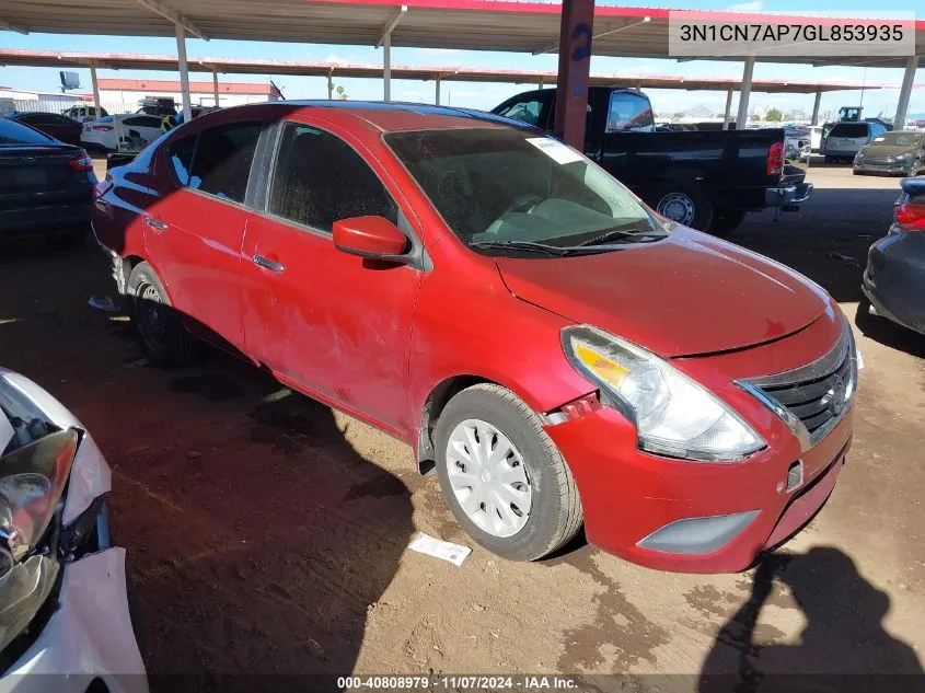 2016 Nissan Versa 1.6 Sv VIN: 3N1CN7AP7GL853935 Lot: 40808979