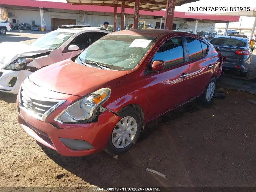 2016 Nissan Versa 1.6 Sv VIN: 3N1CN7AP7GL853935 Lot: 40808979