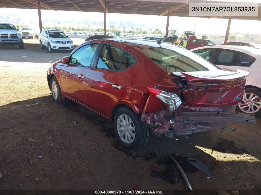 2016 Nissan Versa 1.6 Sv VIN: 3N1CN7AP7GL853935 Lot: 40808979