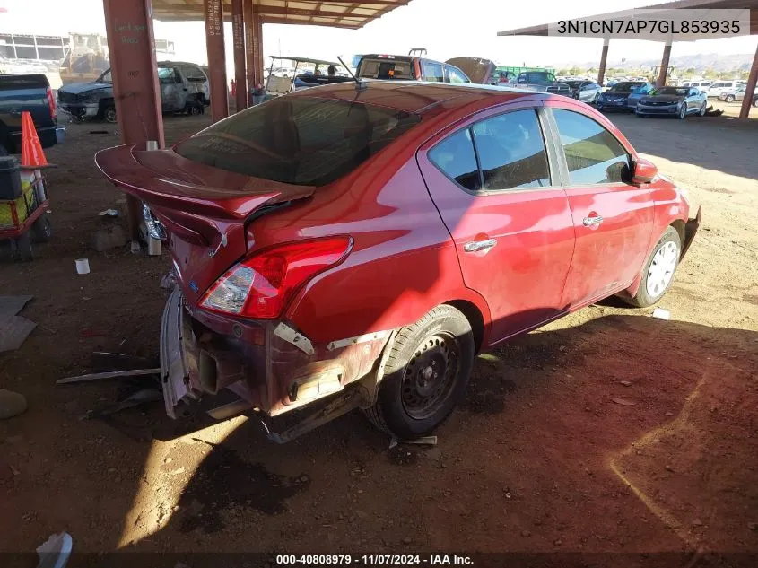 2016 Nissan Versa 1.6 Sv VIN: 3N1CN7AP7GL853935 Lot: 40808979