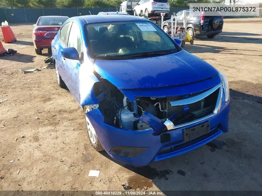 2016 Nissan Versa 1.6 S/1.6 S+/1.6 Sl/1.6 Sv VIN: 3N1CN7AP0GL875372 Lot: 40810229