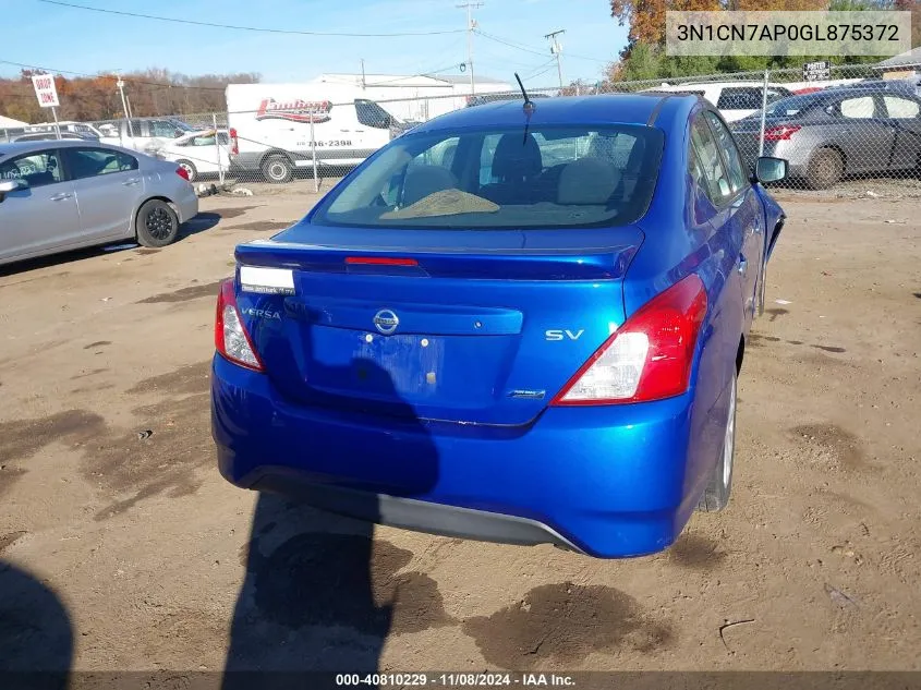 2016 Nissan Versa 1.6 S/1.6 S+/1.6 Sl/1.6 Sv VIN: 3N1CN7AP0GL875372 Lot: 40810229