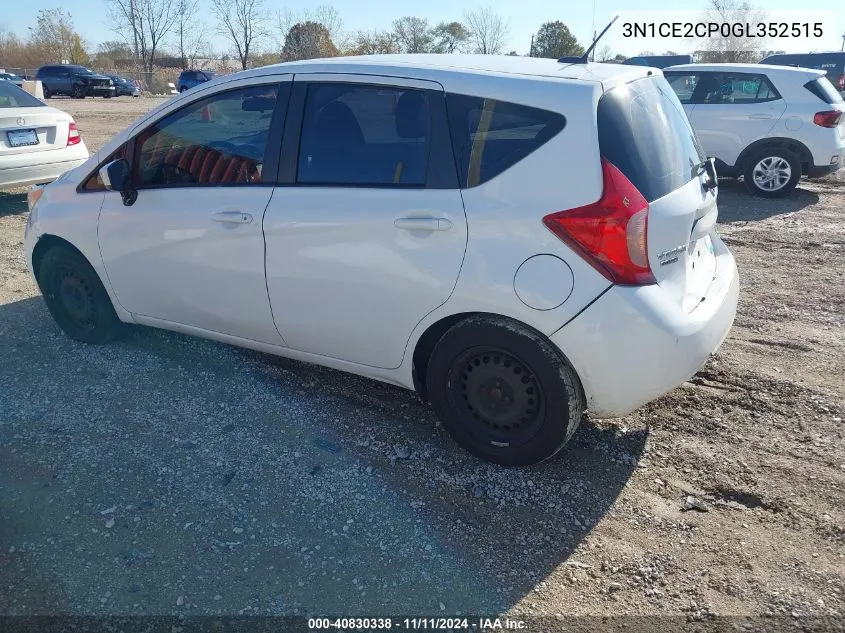 2016 Nissan Versa Note S (Sr)/S Plus/Sl/Sr/Sv VIN: 3N1CE2CP0GL352515 Lot: 40830338