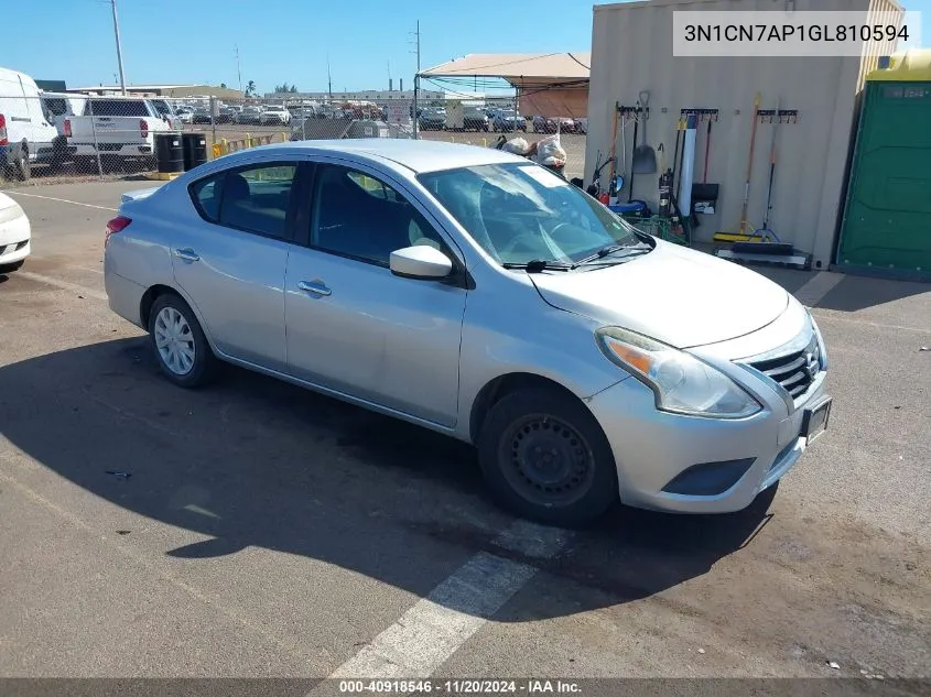 2016 Nissan Versa 1.6 S/1.6 S+/1.6 Sl/1.6 Sv VIN: 3N1CN7AP1GL810594 Lot: 40918546