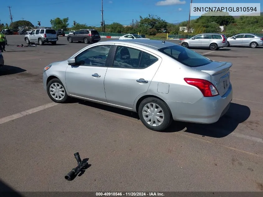 2016 Nissan Versa 1.6 S/1.6 S+/1.6 Sl/1.6 Sv VIN: 3N1CN7AP1GL810594 Lot: 40918546