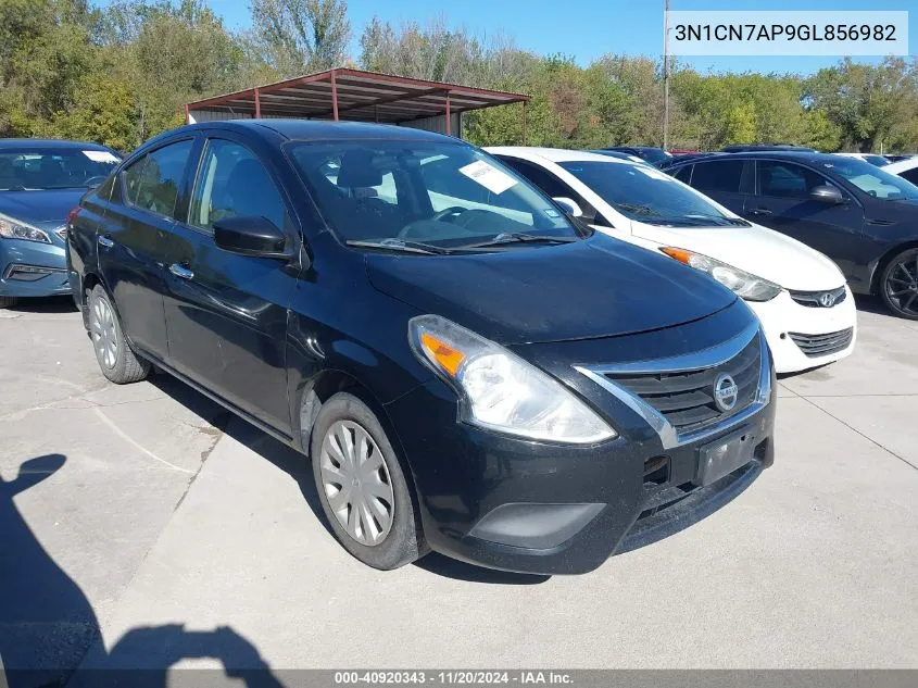 2016 Nissan Versa 1.6 S/1.6 S+/1.6 Sl/1.6 Sv VIN: 3N1CN7AP9GL856982 Lot: 40920343