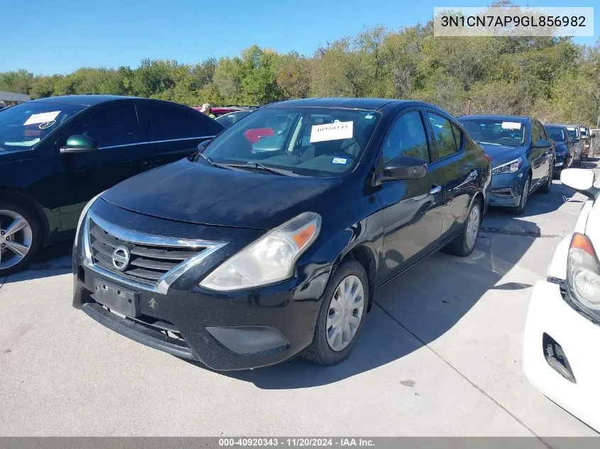 2016 Nissan Versa 1.6 S/1.6 S+/1.6 Sl/1.6 Sv VIN: 3N1CN7AP9GL856982 Lot: 40920343